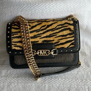 Michael Kors handbag with chain strap. Animal print
